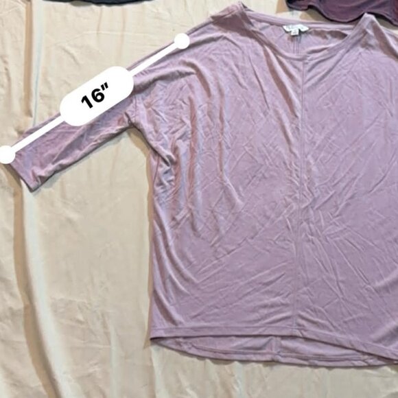 THREE Ophelia Roe Dolman Style 3/4 sleeve tops, SIZE SMALL, 1 black & 2 purple - Picture 7 of 13